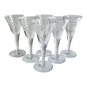 Vintage Duncan Etched Crystal Apertif Glasses by Avitra - Set of 6