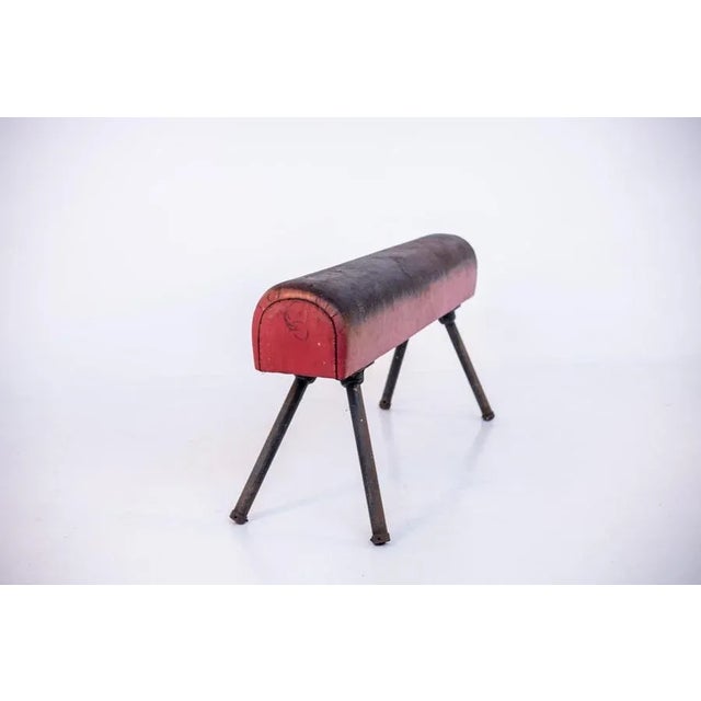 Italian Red Leather and Iron Gymnastic Horse For Sale - Image 11 of 15