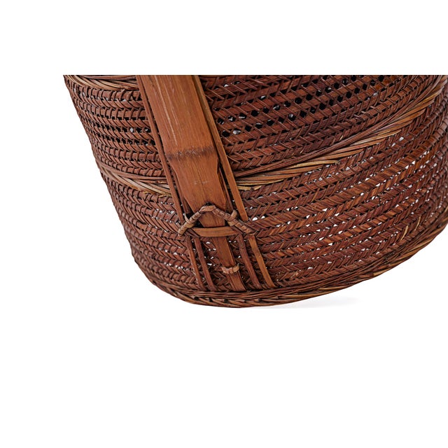 Brown Vintage Antique 3 (Three) Tier Chinese Wedding Basket (Dark Brown) For Sale - Image 8 of 9