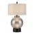 Late 20th Century Crackle Glass Globe Table Lamp With Dark Wood Base & Linen Drum Shade — 27” For Sale