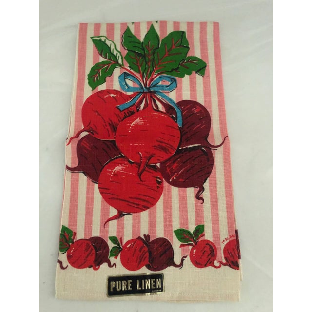 Mid-Century Modern Mid Century Pure Linen Radish Kitchen Towels For Sale - Image 3 of 7