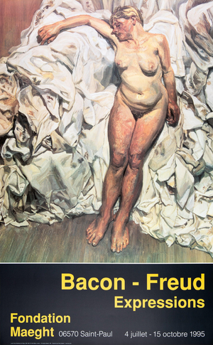 Nude with Pleated Sheets Poster attributed to Lucian Freud, 1995