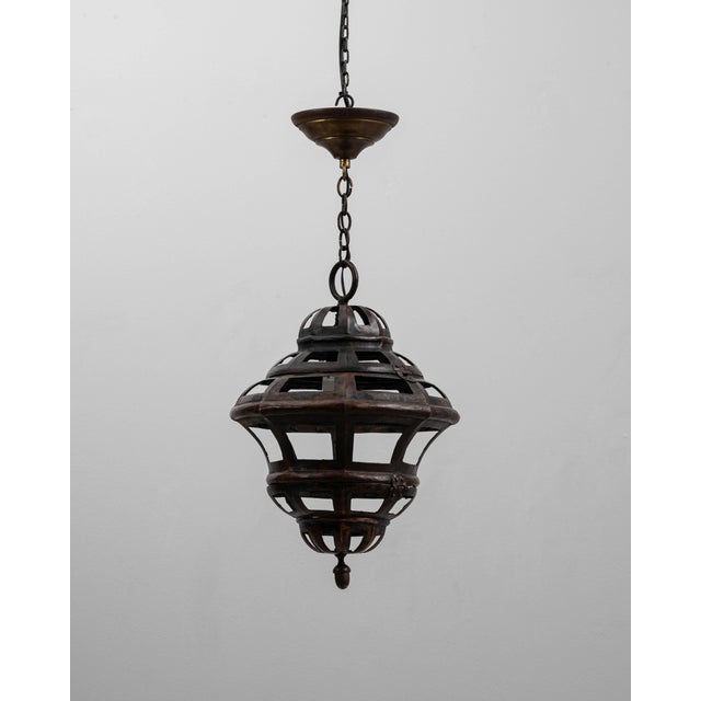 1900s French Copper Pendant Lantern With Openwork Dome Design For Sale - Image 17 of 18