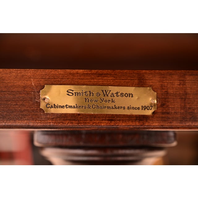 Smith & Watson Regency Banded Mahogany Double Pedestal Extension Dining Table, Newly Refinished For Sale - Image 14 of 15