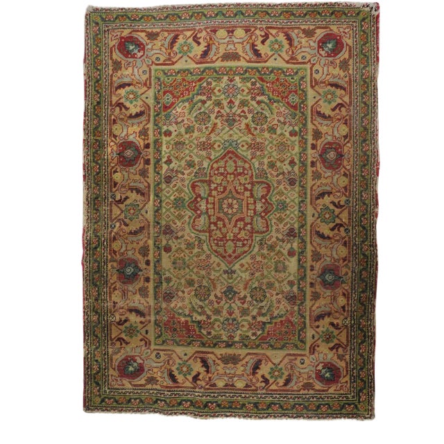 Hand Knotted Vintage Turkish Rug For Sale