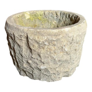 Vintage Carved Stone Planter For Sale
