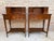 Elegant pair of Neoclassical-style bedside tables, finely crafted in wood and decorated with detailed marquetry and...