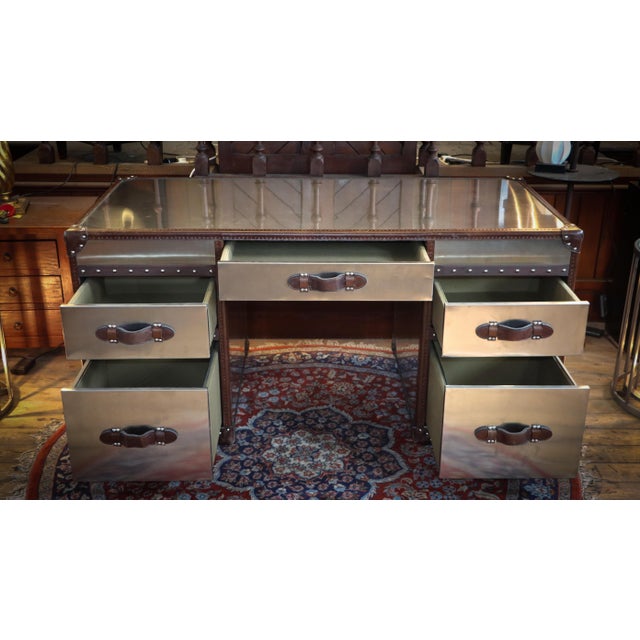 Stoneyhurst Mayfair Desk in Brushed Steel and Leather from Timothy Oulton, 2010s For Sale - Image 18 of 18