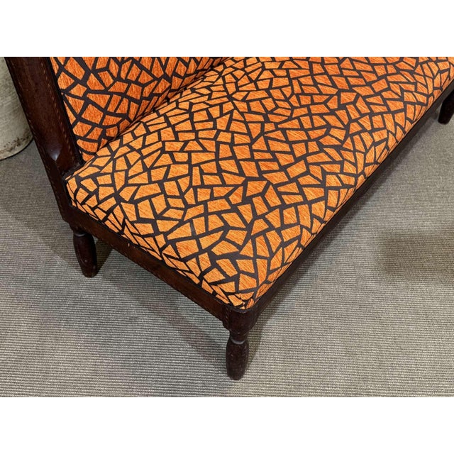 Brown Bistro Bench in Upholstery and Fabric, 1930s For Sale - Image 8 of 14