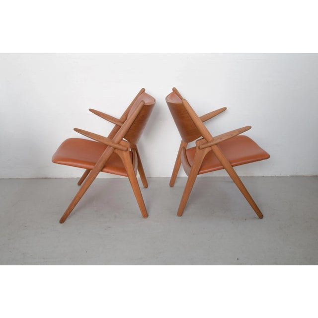 Wood Set of Model CH-28 Armchairs by Hans J. Wegner for Carl Hansen & Søn, 1950s For Sale - Image 7 of 9