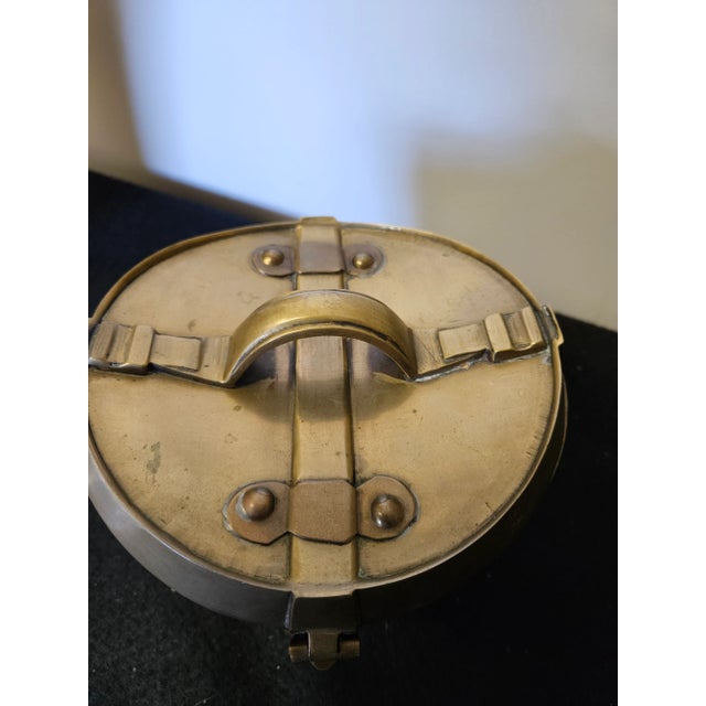 1980s Very Interesting Brass Keepsake Box by Mottahedah in the form of an Antique English Hatbox. Beautifully crafted and...