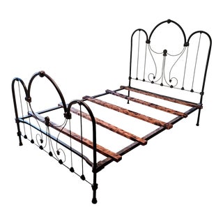 Mid 19th Century Antique Cast Iron Queen Bed Frame For Sale