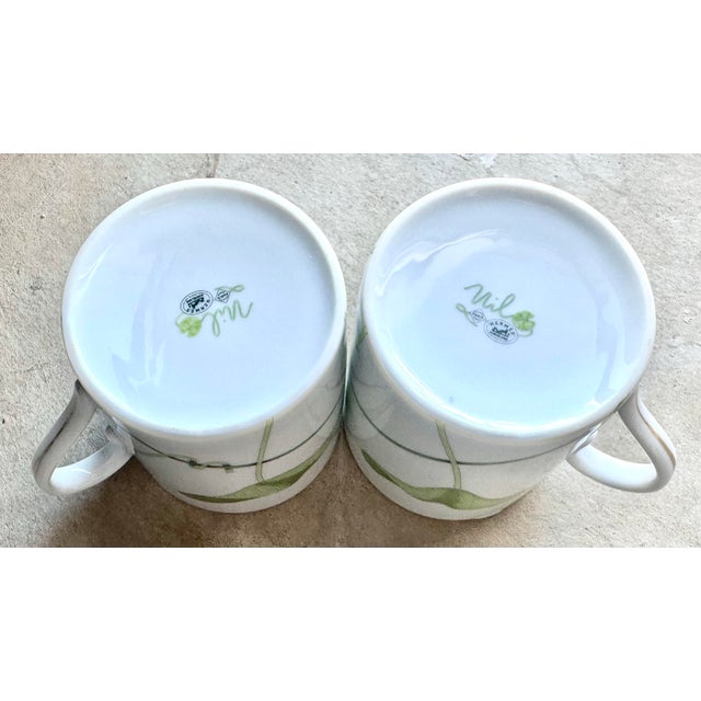 Ceramic Vintage French Country Hermès "Nil" Porcelain Mugs With Lotus Motif with Gold & Silver Trim – Set of 2 For Sale - Image 7 of 7