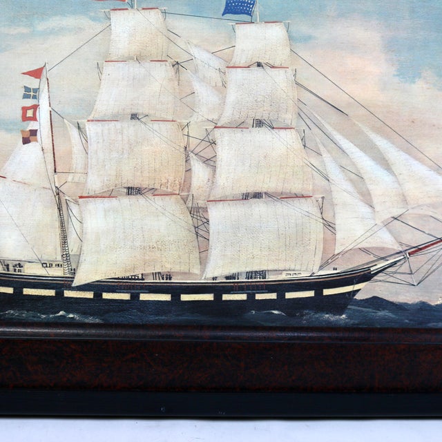1990s 1992 Folk Art Nautical Framed Clipper Ship Art From the Workshops of David T. Smith For Sale - Image 5 of 12