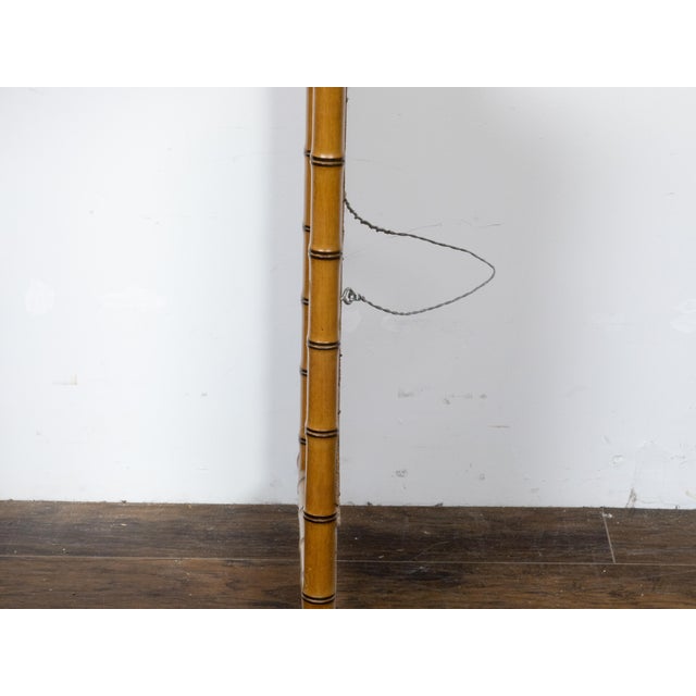 Brown French Turn of the Century Walnut Faux Bamboo Light Brown Wall Mirror, 1900s For Sale - Image 8 of 9