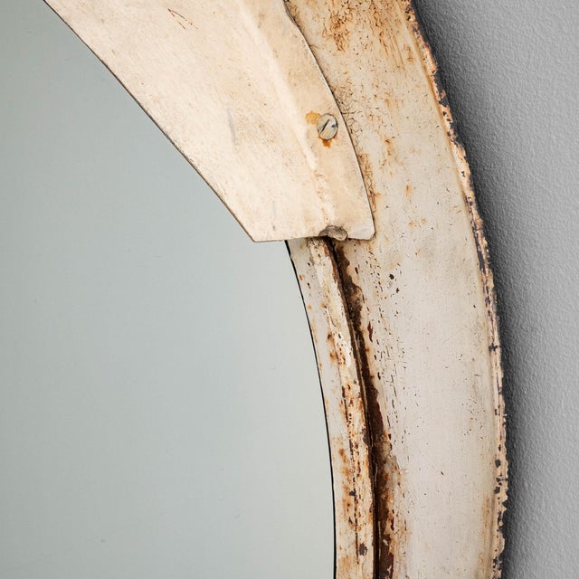 Mid 20th Century Czechia Traditional Antique White Metal Mirror For Sale - Image 10 of 10