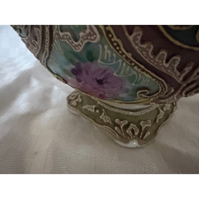 Late 19th C Japanese Double Handles Moriage Porcelain Vase For Sale - Image 14 of 16