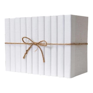 Decorative Books - Snowfall Linen Wrapped Book Bundle - 1 Foot of White Books For Sale