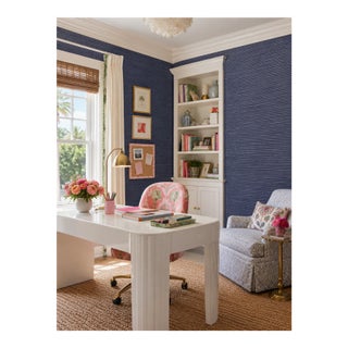 Natural Dyed Solid Grasscloth Wallpaper by House Party | Blue Indigo | 8 Yards For Sale