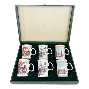Contemporary Gucci Bone China Coffee Cups in Box - Set of 6