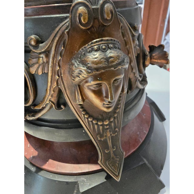 Antique Grand Palace Signed Bronze Clock Set For Sale - Image 12 of 18
