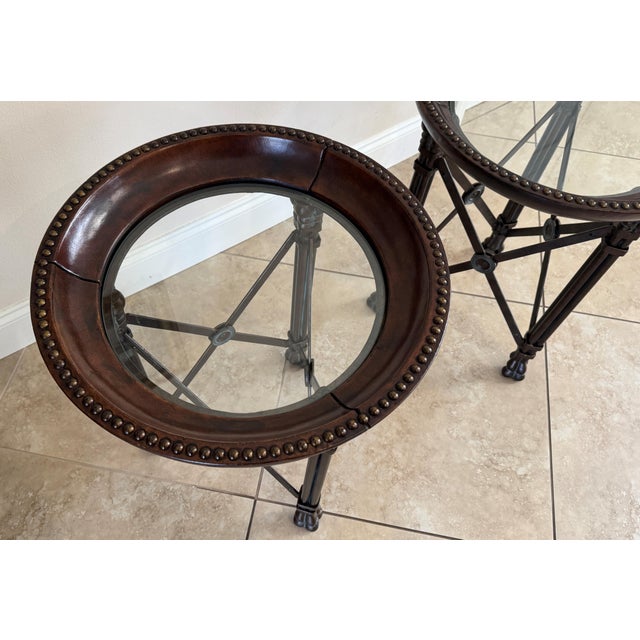 Brown Maitland Smith Regency Leather & Iron Side Tables, a Pair For Sale - Image 8 of 8