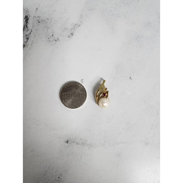 Contemporary Pearl with Ruby Accented Necklace 16" For Sale - Image 3 of 3