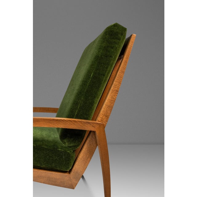Rare Restored Danish Mid-Century Modern High-Back Lounge Chair in Beech, Velour & Brass Attributed to Dan Johnson for Selig, Denmark, C. 1950s For Sale - Image 13 of 18