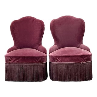 Vintage Camel Back Slipper Chairs - A Pair For Sale