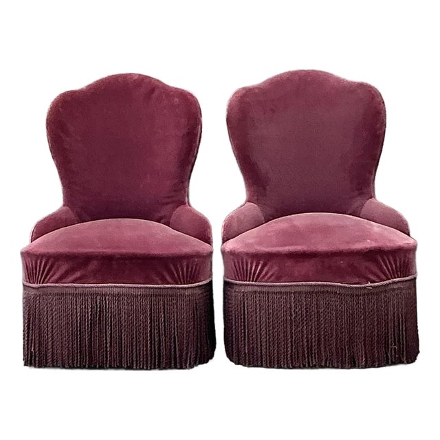 Vintage Camel Back Slipper Chairs - A Pair For Sale