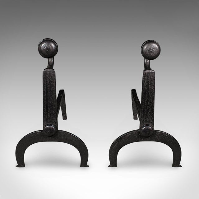 Victorian Pair of Antique Fire Dogs, English, Wrought Iron, Fireside Andiron, Victorian For Sale - Image 3 of 11
