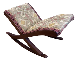 Antique Oak Gout Rocker Footstool With New Upholstery