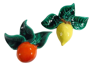 French Ceramic Fruits by Albert Ferlay for Vallauris, 1970s, Set of 2
