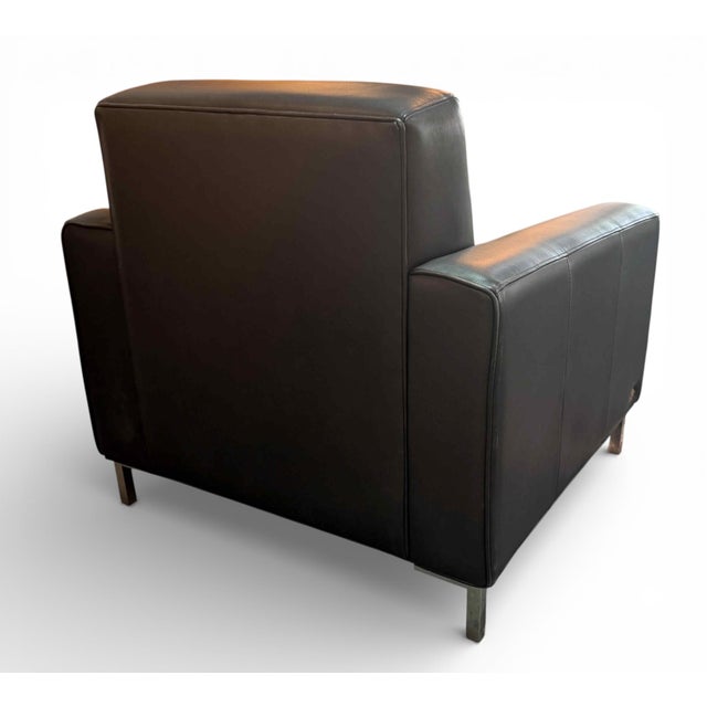 Metal Design Ns Tufted Leather Lounge Chair For Sale - Image 7 of 9