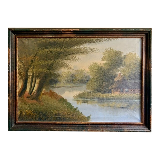 Late 19th Century Primitive Landscape Painting - Unknown Artist For Sale