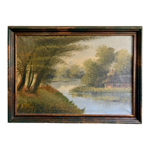 Late 19th Century Primitive Landscape Painting - Unknown Artist