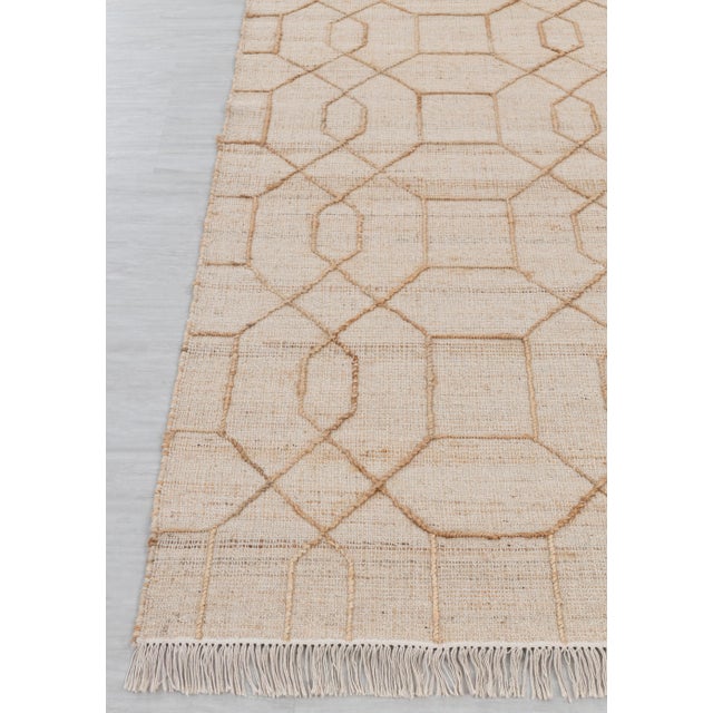 Not Yet Made - Made To Order Beidge Gold Geometric Jute Flatweave Scandivian Hand Woven Rug 8x10Ft. For Sale - Image 9 of 13