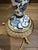 Gorgeous Frederick Cooper navy blue lamp with diffuser and charming lion finial. Stunning design and detail