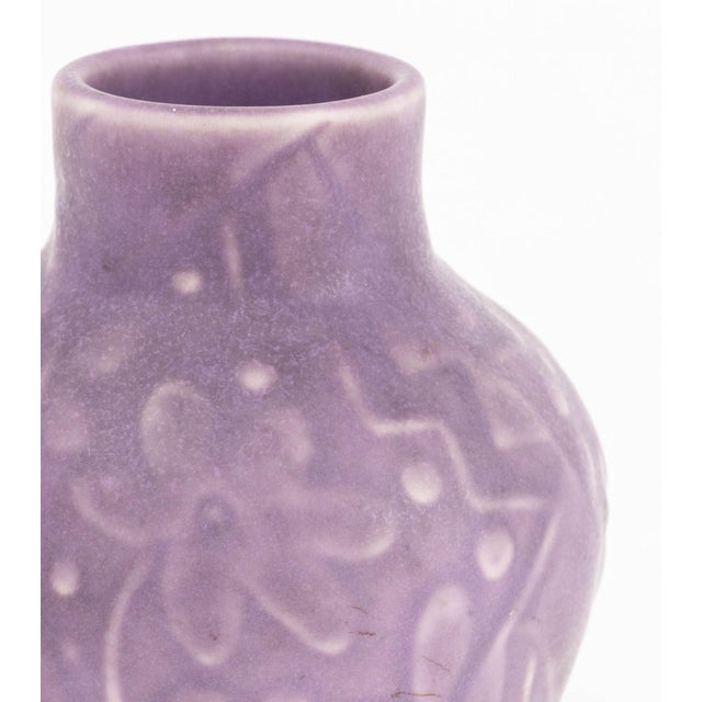 1920s Collection of Three Rookwood Pottery Art Deco Purple Matte Glazed Ceramic Vases For Sale - Image 5 of 11