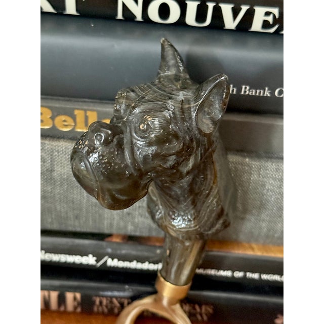 A midcentury Great Dane dog handle bottle opener. Original "Made in Italy" sticker still affixed. Most items found at Pub...