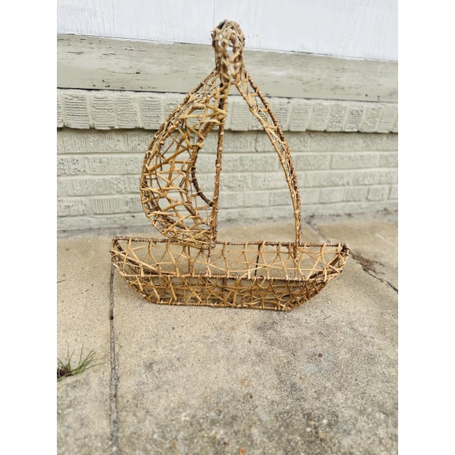 1980s Vintage Wicker Sailboat For Sale - Image 5 of 8