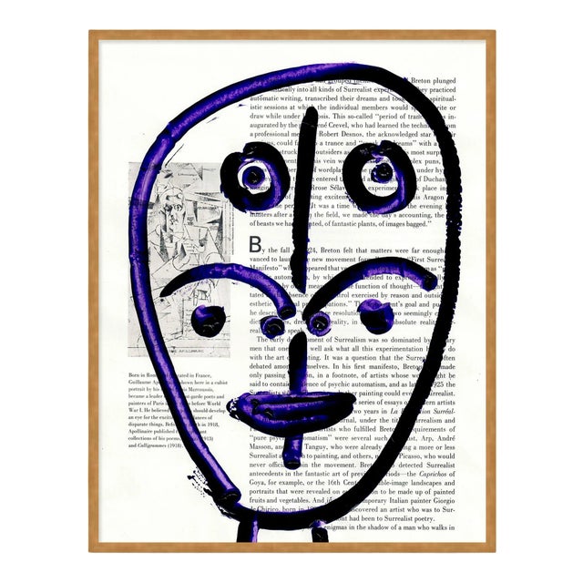 Purple Face 2 by Virginia Chamlee in Gold Frame, Medium Art Print For Sale