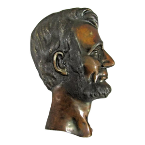 Gilded Bronze Abraham Lincoln 1960's Hanging Relief Bust Profile Signed Max Platt
