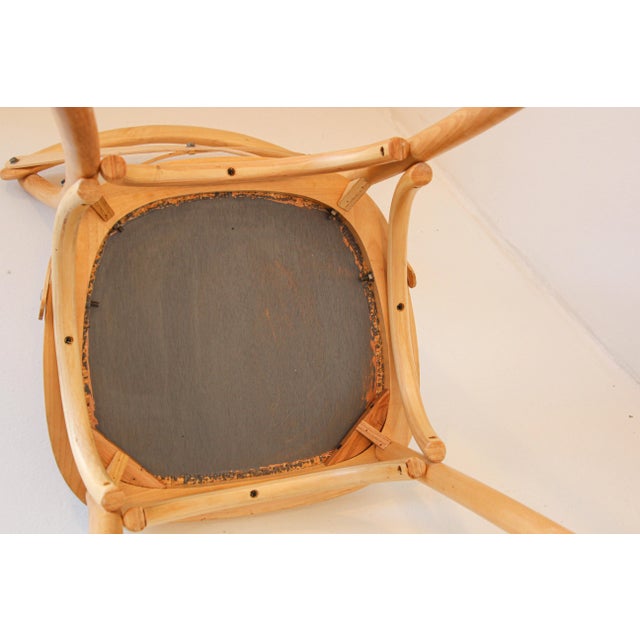 Provincial French Country style rush seat distressed chair. This vintage distressed bistro cafe chair would give the...