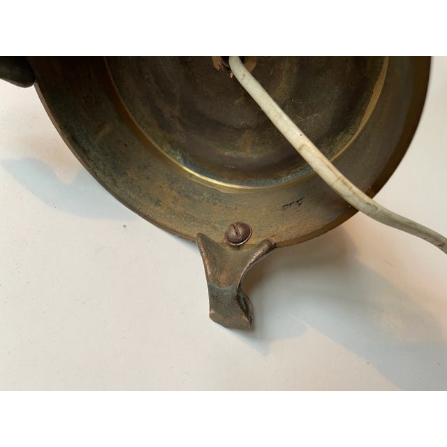 Metal Danish Bronze Lion Paw Table Lamp with Pink Shade, 1930s For Sale - Image 7 of 9