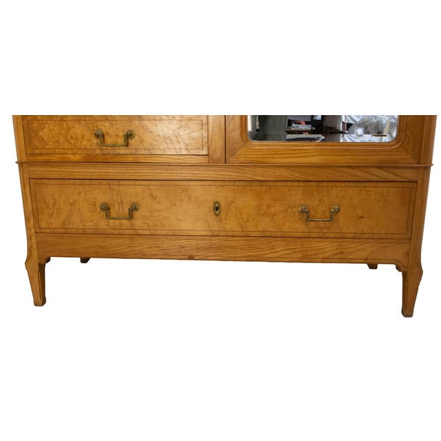 Art Nouveau French Dressing Armoire Beveled Mirror, 1920 For Sale - Image 10 of 18