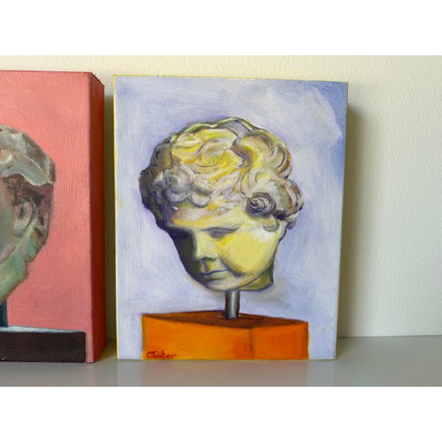 Cris Cooper “David” Contemporary Portrait Oil on Canvas Paintings – A Pair For Sale - Image 9 of 12