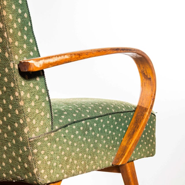 Olive Armchair in Chevron Slub Jacquard Upholstery by Jaroslav Šmídek, 1950s For Sale - Image 8 of 10