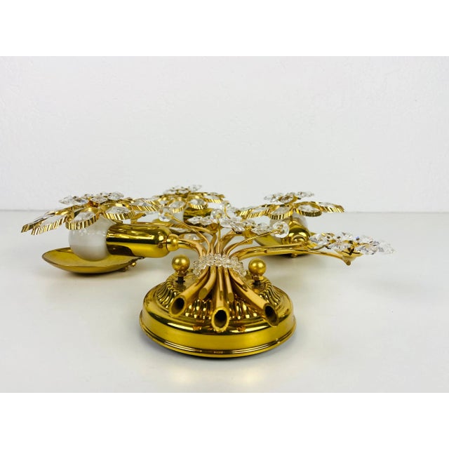 Floral Crystal Glass Sconce from Palwa, Germany, 1960s For Sale - Image 6 of 11