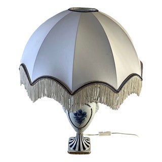 Saint Croix Limoges Porcelain Table Lamp with Fabric Shade, 1950s For Sale